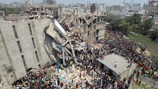 Imagen del derrumbe del Rana Plaza, en Bangladesh